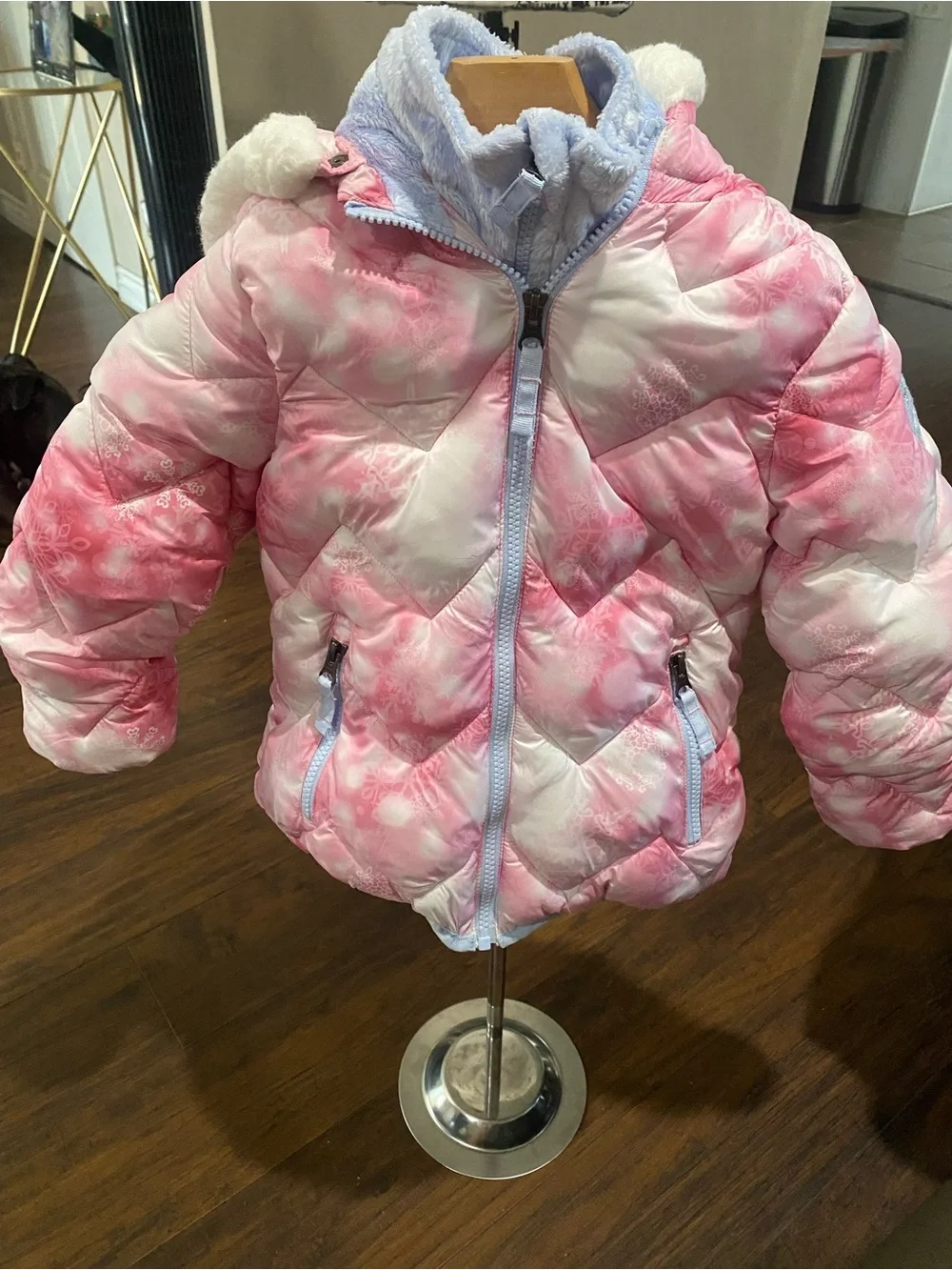 Snozu Pink and Light Purple Kids Puffer Jacket
